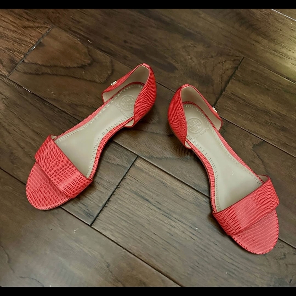 Tory Burch Red Textured Sandals